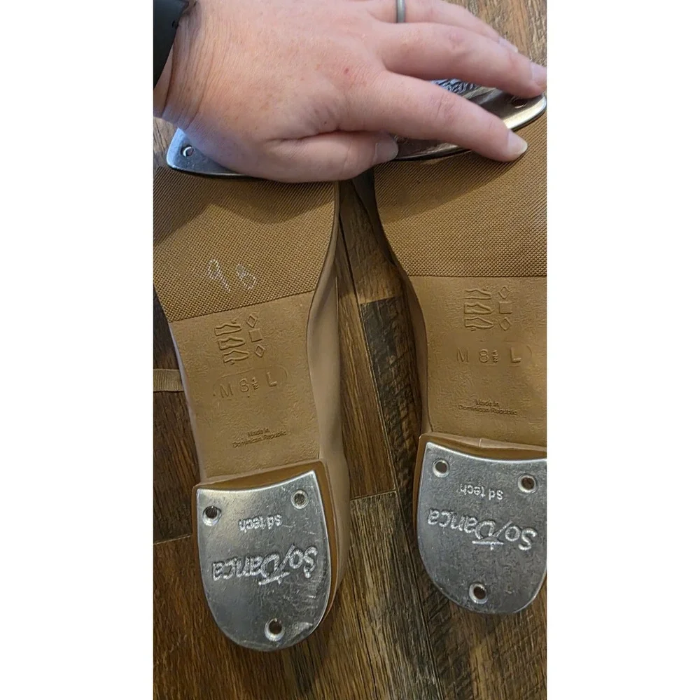 So Danca Valiant TA36 Adult Vegan Tap Shoe With Elastic Snaps Tan Sz Med 8 1/2 L